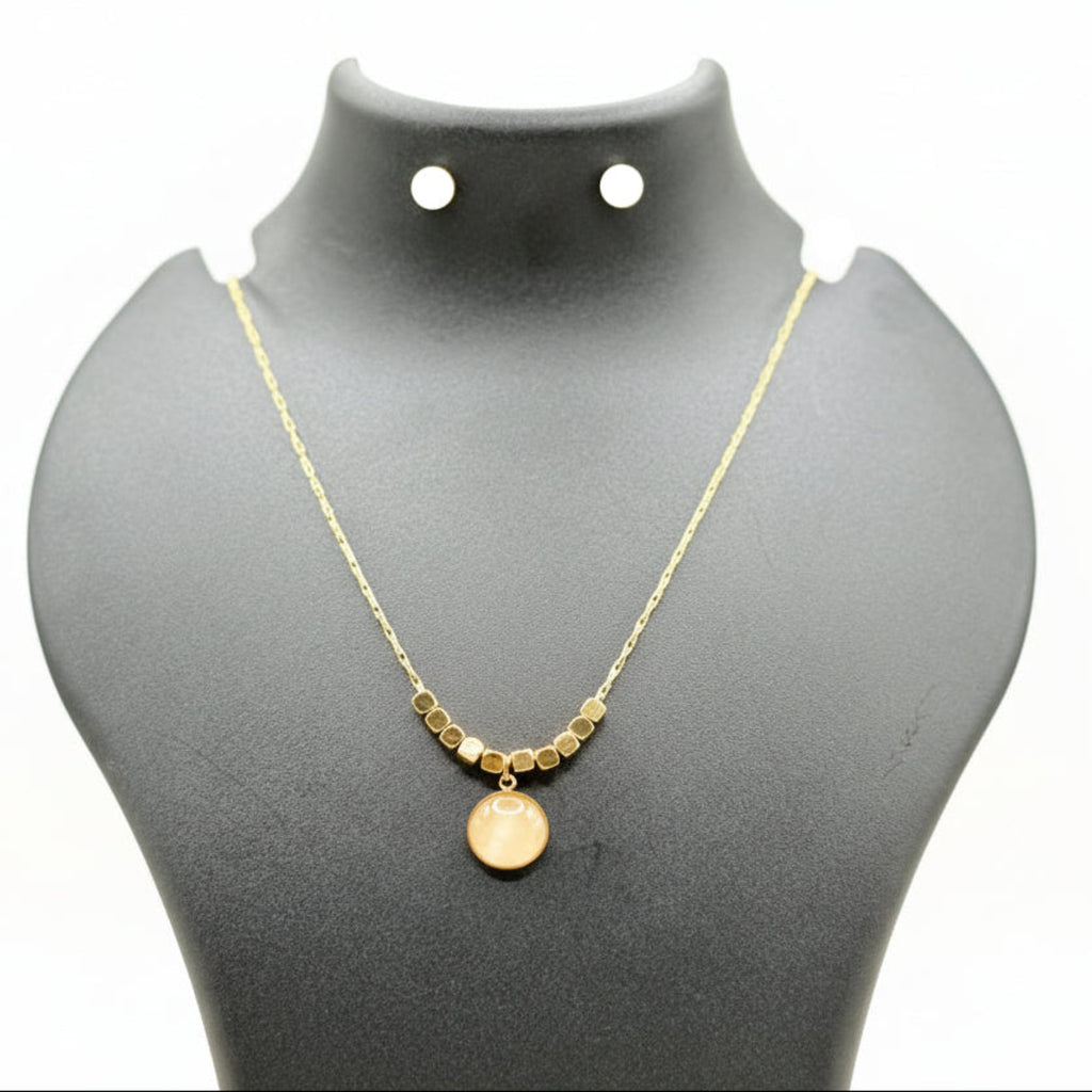 Cube Bead Pendant Necklace-JN1006
