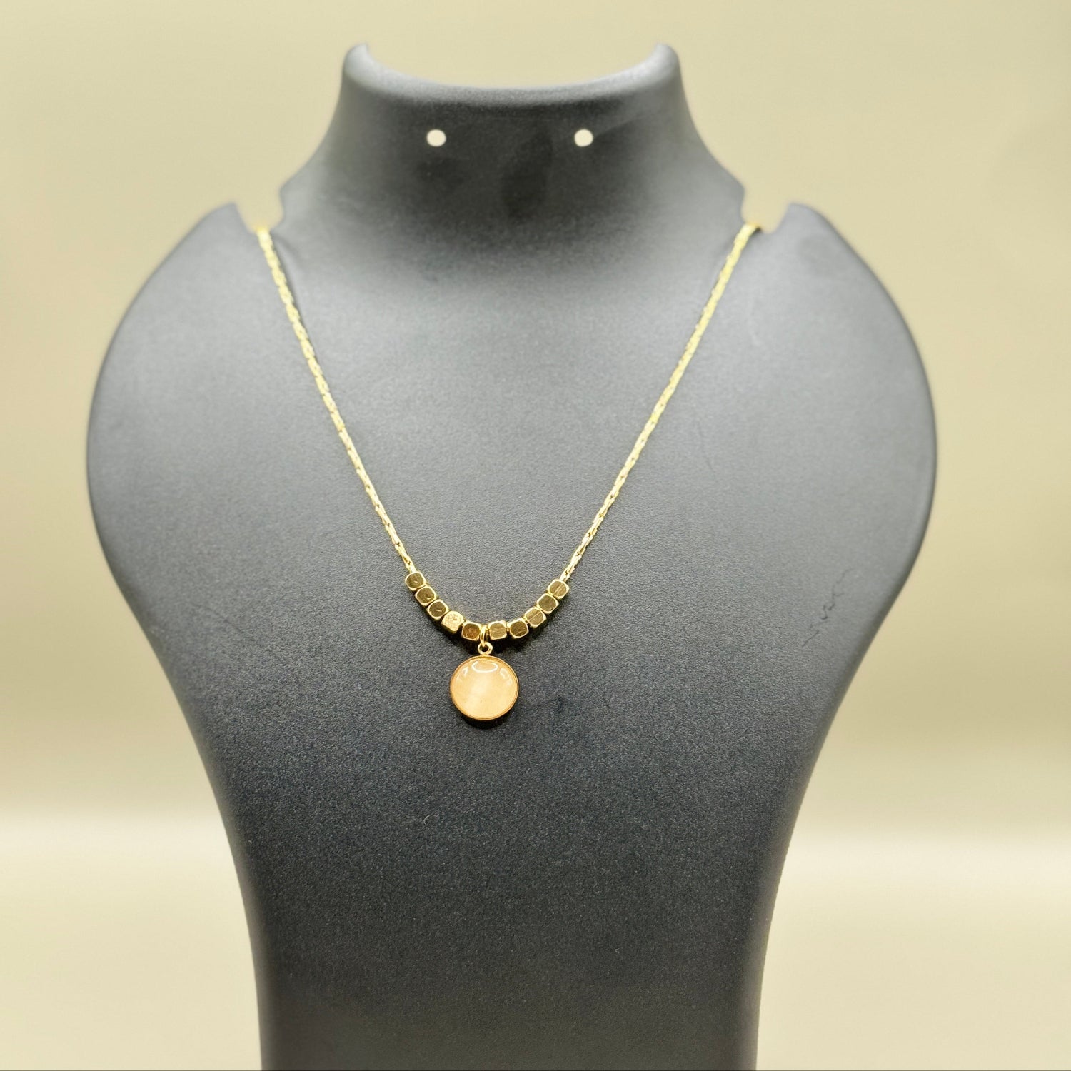 Cube Bead Pendant Necklace