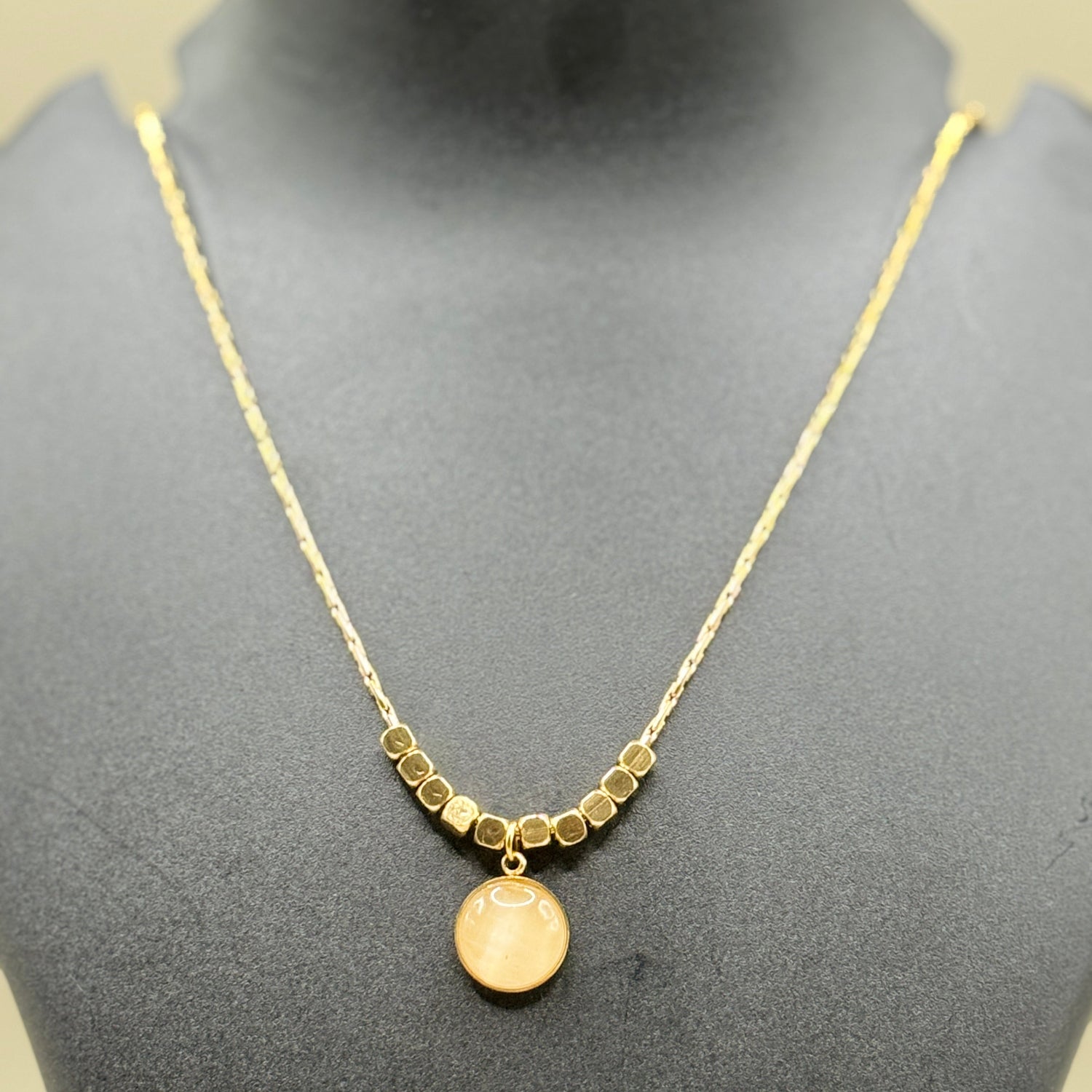 Cube Bead Pendant Necklace