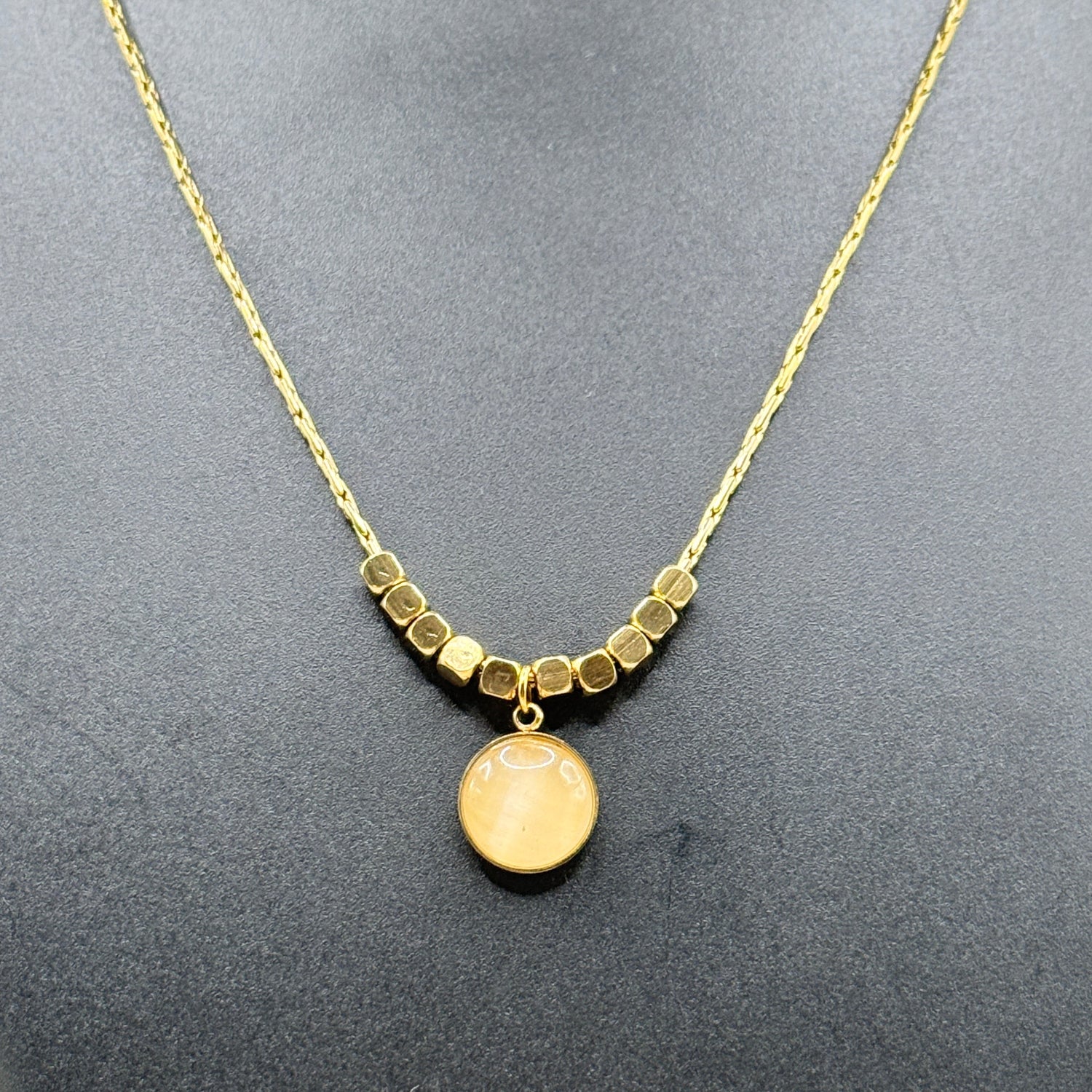 Cube Bead Pendant Necklace