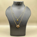Circle With Heart Layered Pendant Necklace