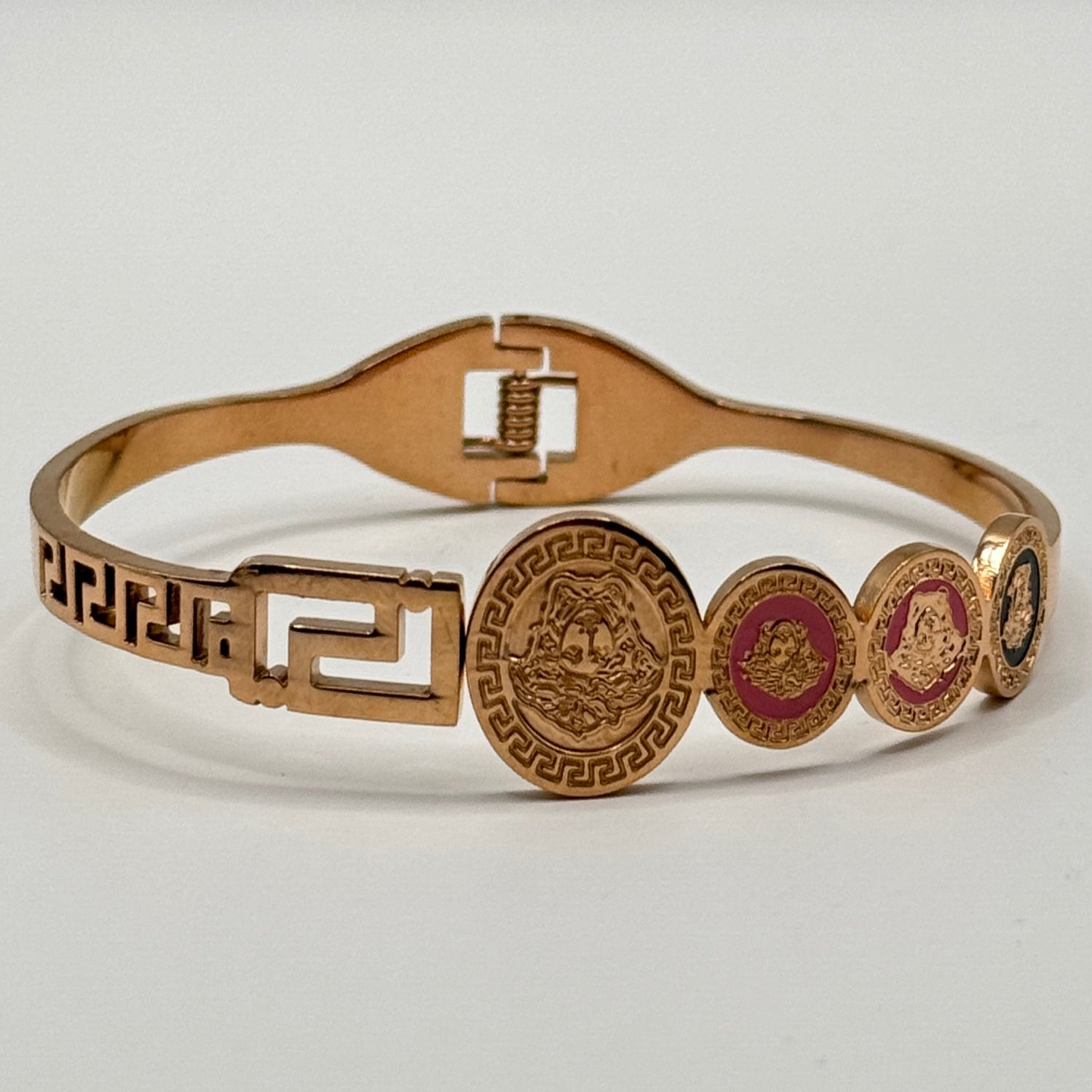 Greek Key Medallion Bangles