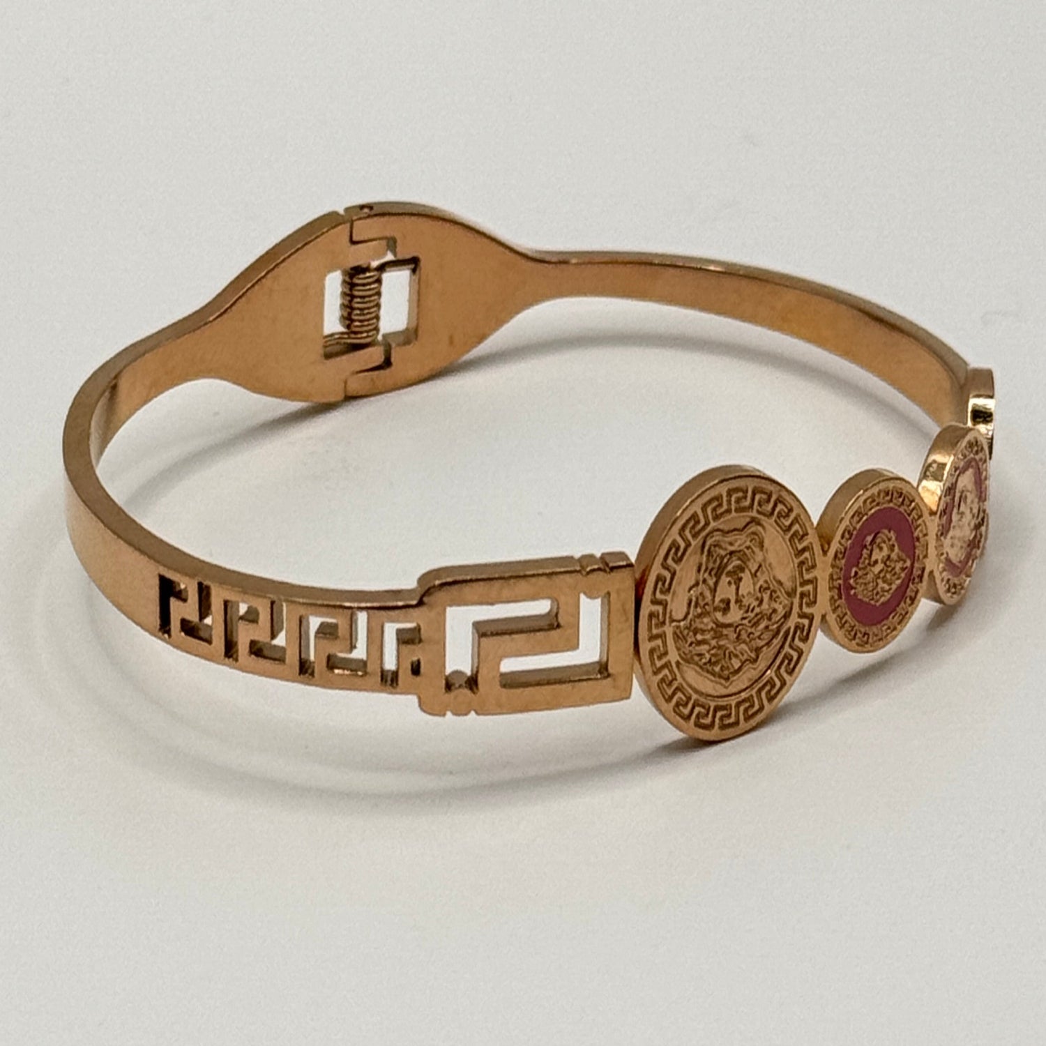 Greek Key Medallion Bangles