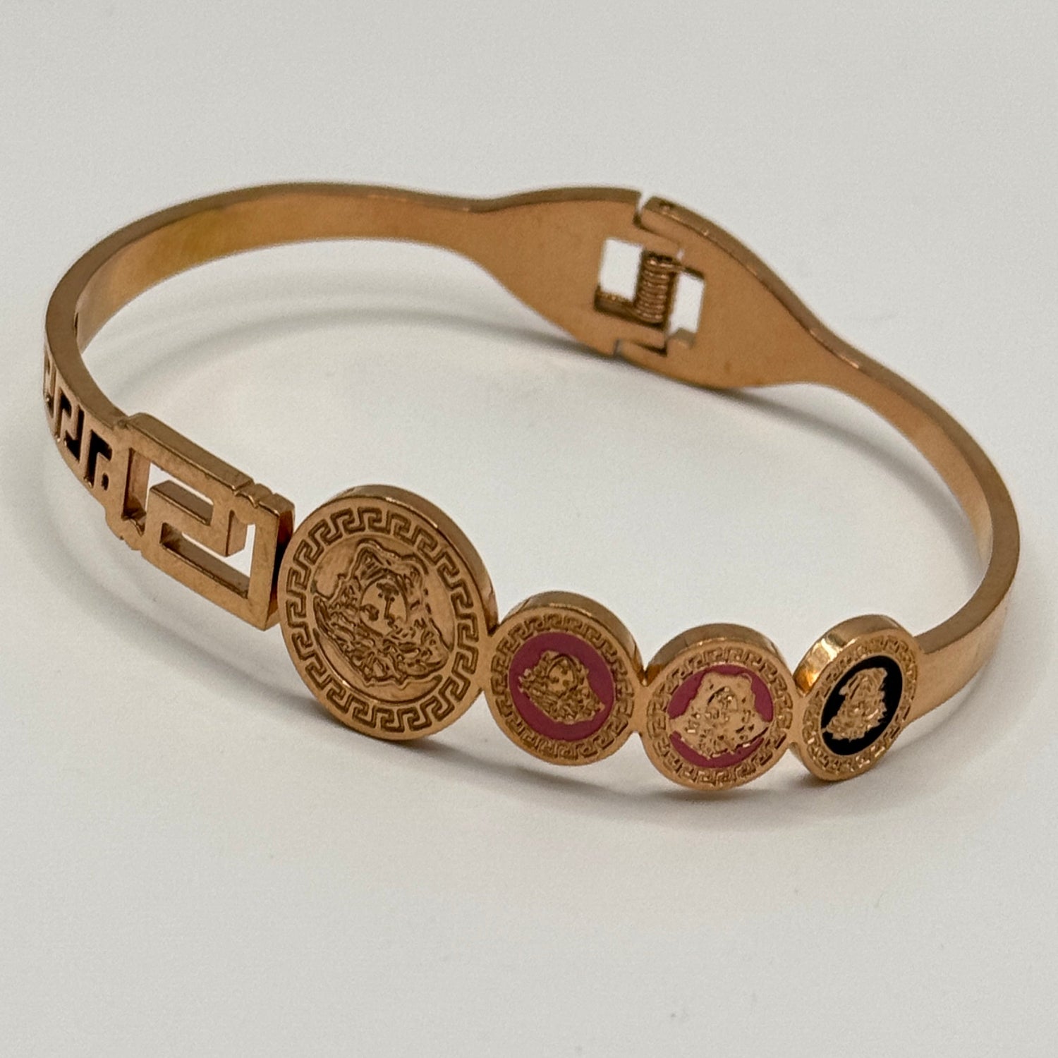 Greek Key Medallion Bangles