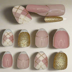 Argyle and Glitter Nails-AC1043